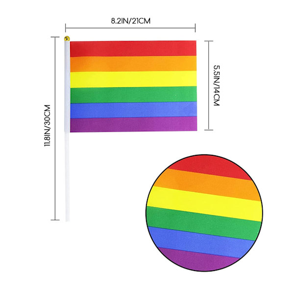 Stolthetsflaggor, handviftande regnbågsflaggor, stolthetsflaggor för festparader, karnevaler, festivaldekorationer och firanden (8,27x5,51 tum, 10 st)