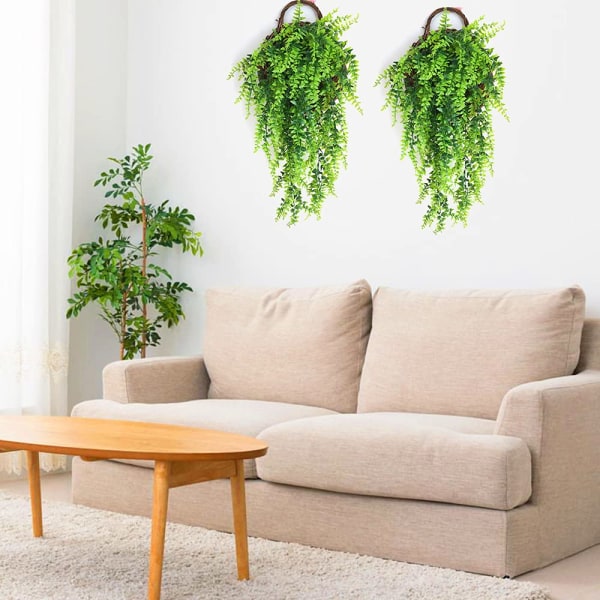 2-pack konstgjorda hängande växter, konstgjorda slingerväxter, falska löv väggdekoration för inomhus utomhus, bröllopsbalkong gård dekoration