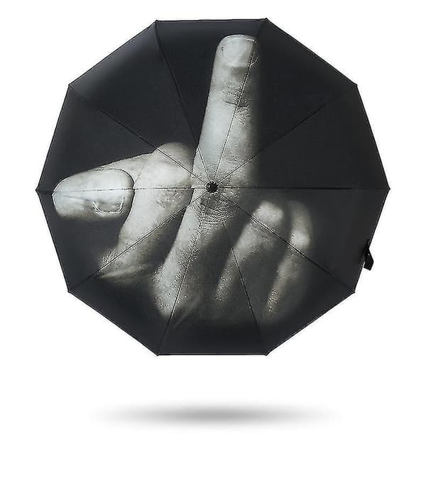 Nyhet Midt Finger Design Svart Paraply Kule Mote Paraply