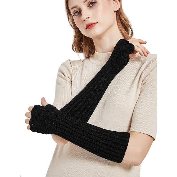 Kvinders varme strikkede lange handsker, modearmvarmere