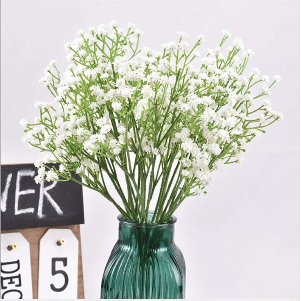 5 st konstgjorda blommor, konstgjord gypsophila i plast (vit)