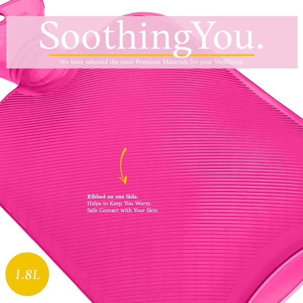 Varmvattenflaska 1,8L Klassisk Premium, för smärtlindring, Rosa pink