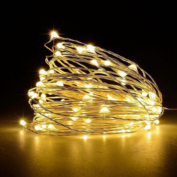 50 LED batteridrevne lyskæder kobbertrådslys til indendørs udendørs belysning, soveværelse, jul, trædekoration (5M 50 lys/varm hvid)