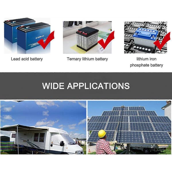 10a Solar Charge Controller, Solpanel Controller 12v/24v Justerbar LCD-skærm Solpanel Batteri Regulator Med Dobbelt USB-port, Opladning