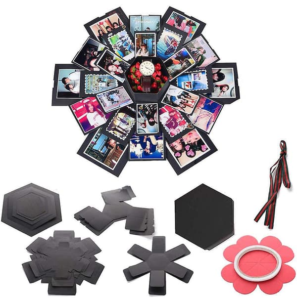 Eksplosjonsboks, gaveeske - Hexagon Black