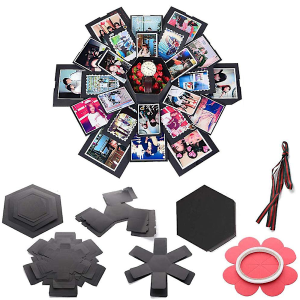 Explosionsbox, Presentbox - Hexagon Svart