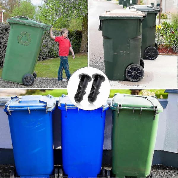 Erstatningshengslepinner for 240L søppeldunker, slitesterk svart plast 67mm x 31mm, 3 par for husholdningssøppeldunker