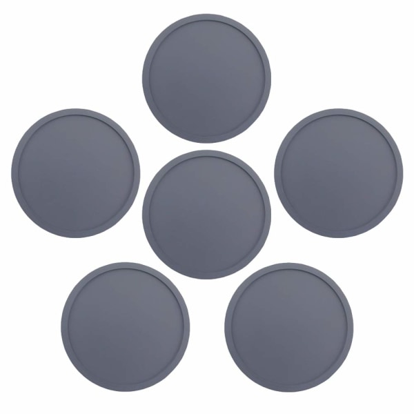 Drikkeunderlag sett med 6, silikon sklisikre vaskbare koppmatter, grå