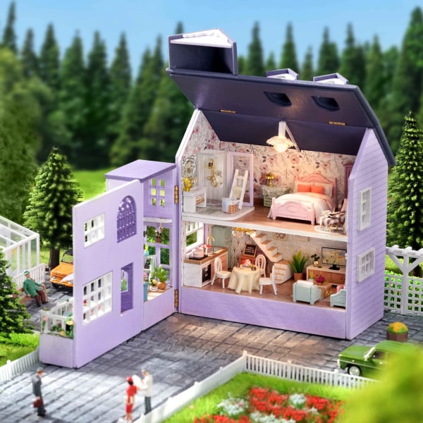 Diy dockhus kit, miniatyr dockhus kit