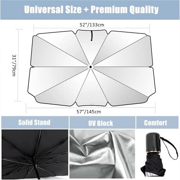 Hopfällbart solskydd för bilens framruta UV-skydd Solskydd Paraplytyp Solskydd Värmeisolering Retractable Vindruta Solskydd