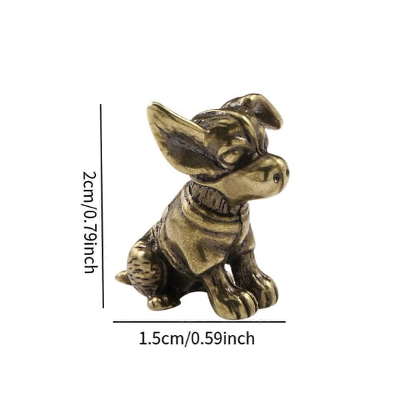 Mini Hundfigur Perfekt Present Mässingsprydnad för Skrivbord Bilinstrumentbräda Kontor