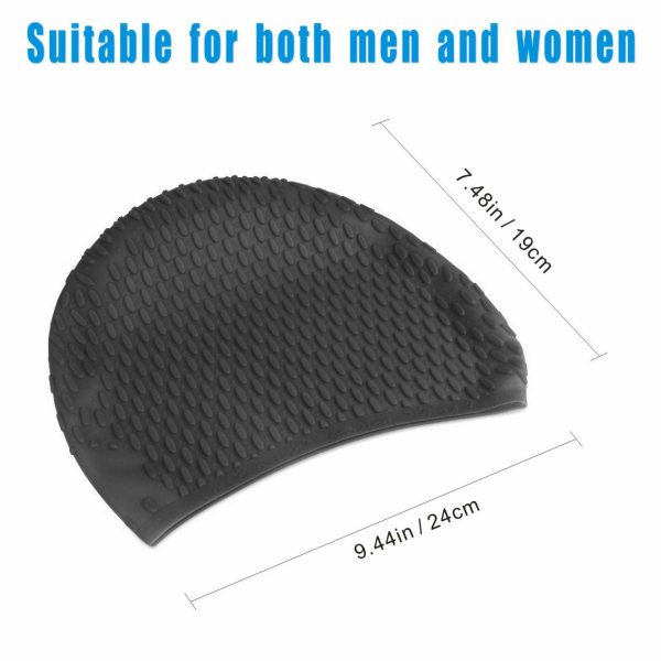 Svømmehetter, Silikon Svømmehette Antiskli for Unisex Voksen, Svart