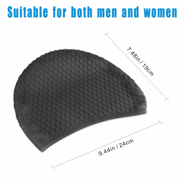 Uimalakki, Silikoniuimalakki, Liukumaton, Unisex-aikuisille, Musta