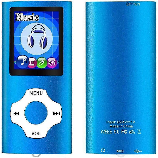 MP3/MP4 Bärbar Spelare, 1,8 Tums LCD-Skärm, Max Stöd 64GB, Blå blue