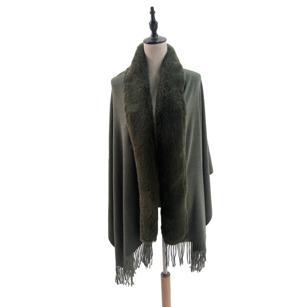 Kvinners Vinter Faux Fur Poncho Strikket Sjal Varm Cape Cardigan