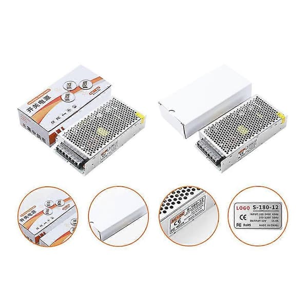 LED Strømforsyning Transformator 12V 10A Universell Regulert Switching Adapter