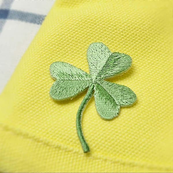 5 st klöver broderi märken, gröna blad påsydda märken dekoration