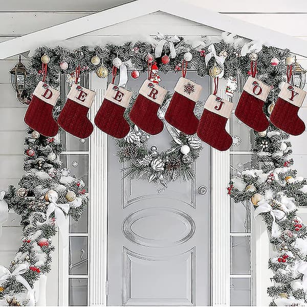 Julstrumpor Stickning Bokstav Strumpa Dekoration För Hem Julgran Ornament