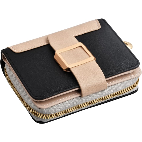 Liten läderplånbok för kvinnor, RFID-blockerande liten kompakt plånbok för damer, liten plånbok för kvinnor, liten myntväska för kvinnor, kortplånbok för damer, kort plånbok