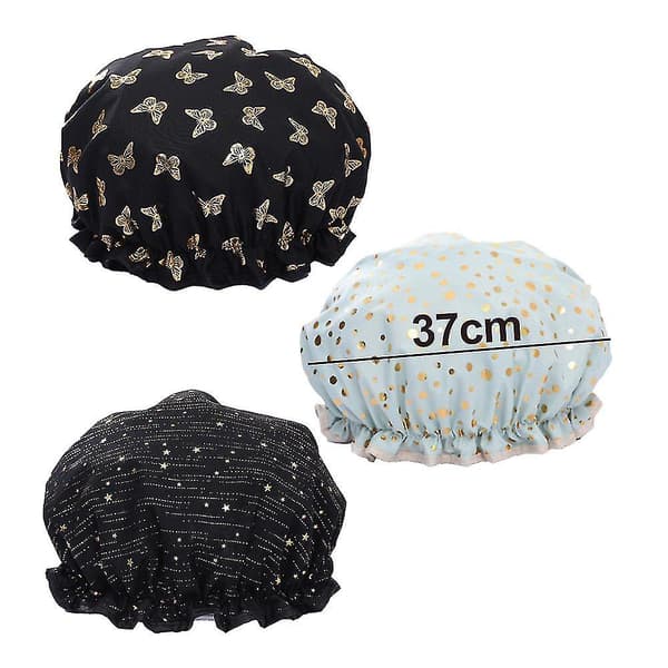 Duschmössor, 3-pack badmössa för kvinnor Vattentät & Dubbelskiktad Duschmössa Present C