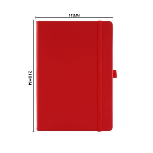 A5-anteckningsbok med linjerade sidor, elastiskt band, PU-läder klassisk skrivbok medium premium linjerat papper rutigt journal 200 sidor (röd)