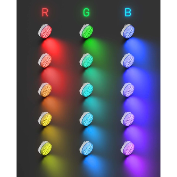 Nedsänkbara LED-lampor med RF-fjärrkontroll, flerfärgade undervattensdammlampor med RGB 13-LED-pärlor för badtunna, swimmingpool, SPA, vasbas