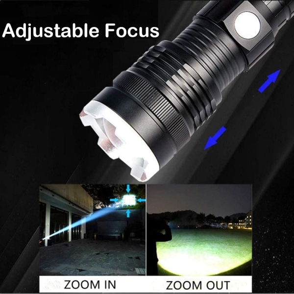 Ladattava LED XHP70 taskulamppu 20000 lumenin taskulamput 5 tilaa zoomattava vedenpitävä taskulamppu retkeilyretkeilykalastukseen [energialuokka A+++]