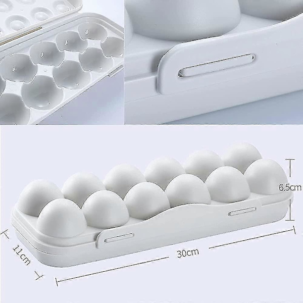 2 stk. Eggoppbevaringsboks, Eggboks med lokk, Eggoppbevaringsboks i plast (Grå)