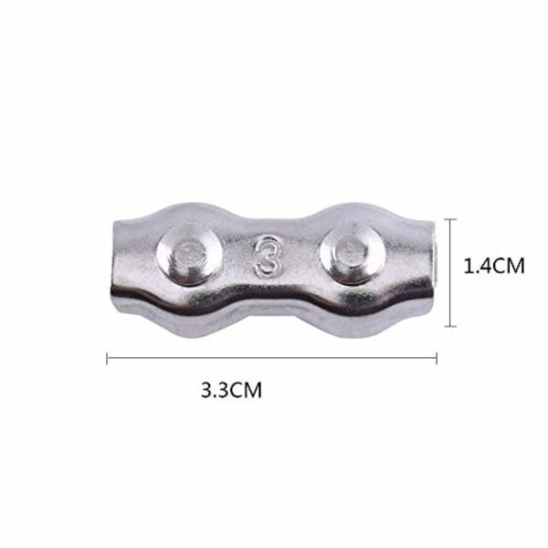 10 stk M3 Duplex klips Wire Rope klips Rustfritt stål Duplex klemme 2-stolpe Wire Rope klips Kabelklemme Seil klemme