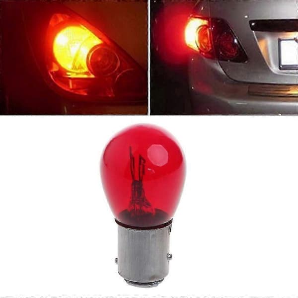 til DC 12V 5W Motorcykel Bremselyspære Indikatorlampe Stoplys Rødt Glas