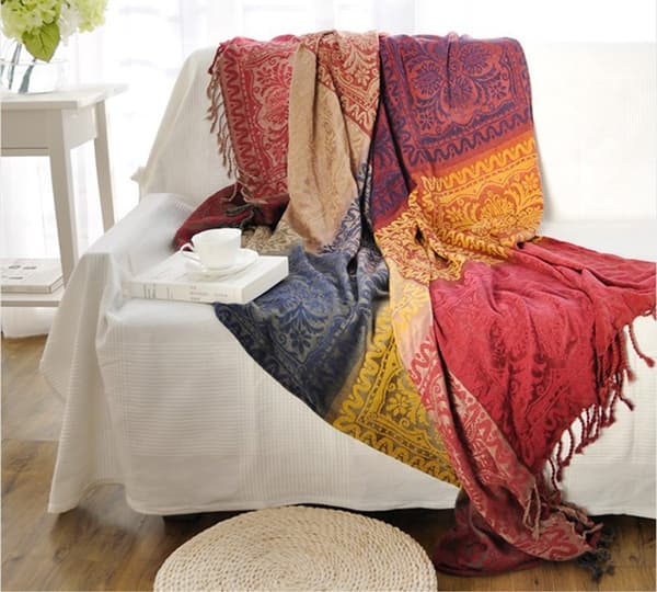 Chenille-pledd, kastepledd med jacquard-dusker, sofaovertrekk 220*260cm