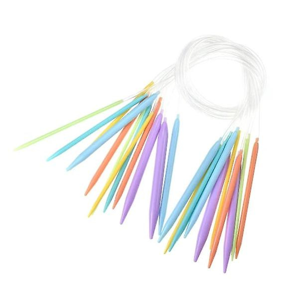 12 stickor i plast, 80 cm, Rundstickor, Verktyg för stickprojekt, Flerfärgad One Size