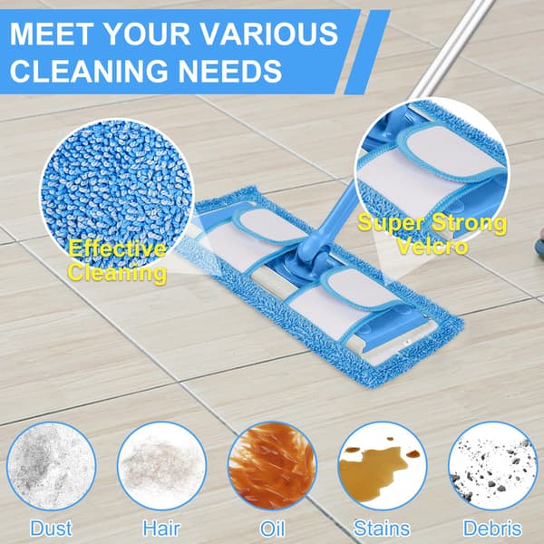 4-pack återanvändbara moppdynor för Flash Speedmop, mopphuvuden ersättningsmoppdynor, mikrofiberersättningsdyna (blå)