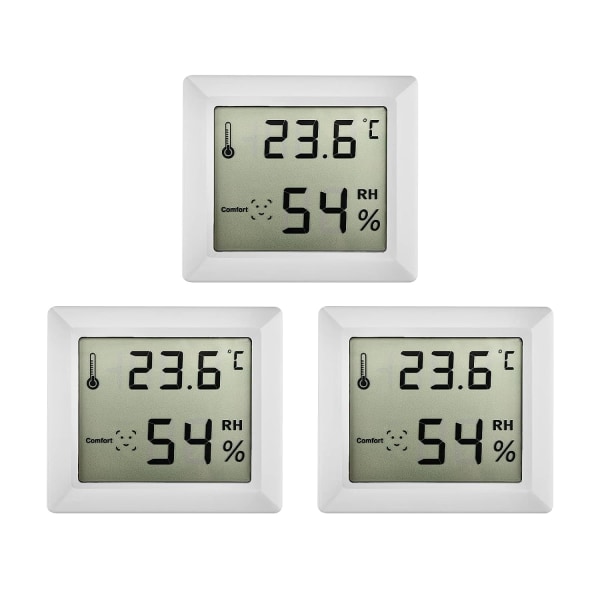 Digitalt termometer hygrometer, romtermometer, 3PCS innendørs termo-hygrometer temperatur fuktighetsmåler for rom, kontor, drivhus