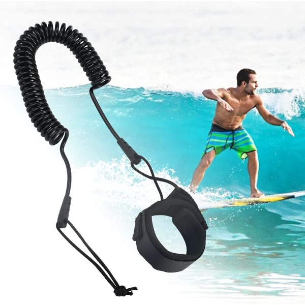 Surfing Leash 5,5mm Justerbar SUP Coiled, Sort