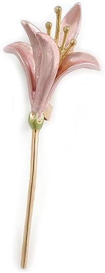 Lys Rosa Calla Lily Blomster Brosche i Guld Tone - 70mm Lang