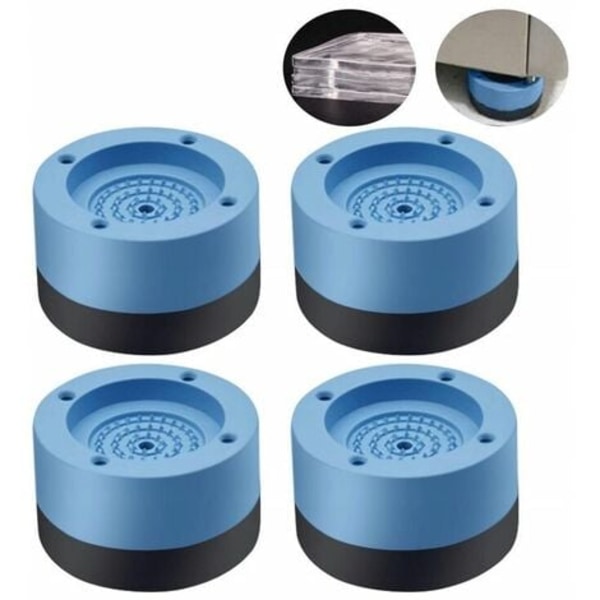 4st Tvättmaskin stabilisator anti-vibration Pad Universal anti-vibration pad Kylskåp tvättmaskin fot stabilisator fäste (blå) Vit Svart XXL
