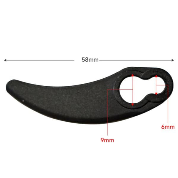 Plastgräsklipparblad Små halvmånar för Challenge 1100W Hover Svart 9 st 5,8*0,9*0,6 cm
