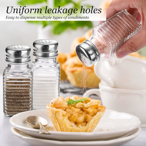 Glass Salt og Pepper Shaker Set, Rektangulært Salt Shaker Set