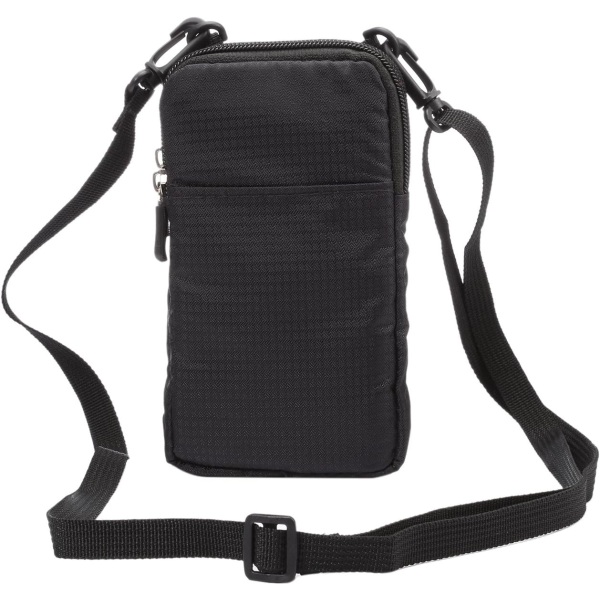 Mobiltelefon midjebältesväska, Crossbody mobiltelefonväska, axelremsväska i nylon för utomhusbruk, med karbinhake med bältesögla black 9*16.5*3.0CM