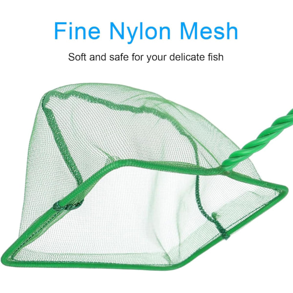 Akvarium Fiskenet, 25 cm Håndtag Akvarium Hurtig Fangst Net til Fangst af Små Fisk eller Affald (Grøn)