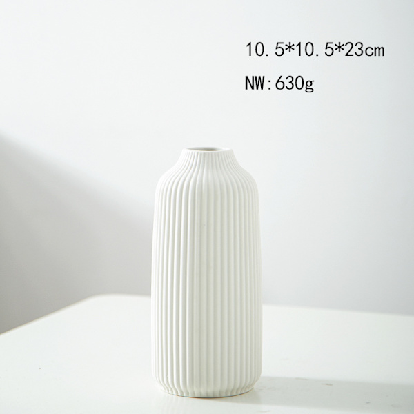 Keramiikkavasi pohjoismaisella tyylillä, koristevasi boho-sisustukseen, mattapintainen vasi WHite-2