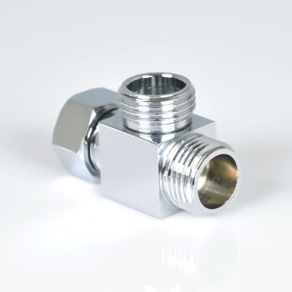 Messing brusearm 3-vejs diverter T til slange standardforbindelse - G1/2\" håndbrusesystem reservedel bruseflowstyring diverter