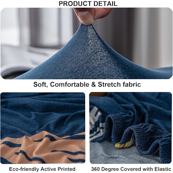 1-Delad Stretch Soffaöverdrag, Soffaöverdrag Elastiskt Tyg Tryckt Mönster Stol Loveseat Soffa Sofföverdrag (3-Sits)