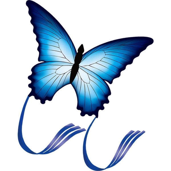 DRAKE för barn och vuxna, så vacker fjärilsdrake för utomhusspel och aktiviteter Enkelradsdrake med flygande verktyg，blå blue 53inch