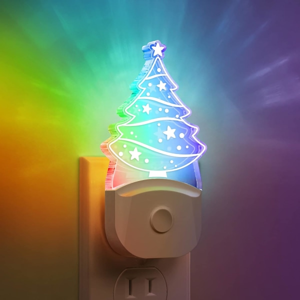 Christmas Tree Night Light[1Pack],Farveskiftende børnenatlampe, 6-farvet RGB, stikkontakt, til badeværelse, værelsesindretning, gaver