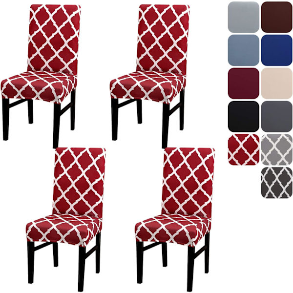 Ruokailuhuoneen tuolinpäälliset, irrotettavat ja pestävät tuolin suojukset, 4 tai 6 kappaleen sarja red 4pcs