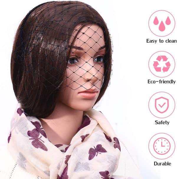 Hodebånd med svart slør hårbøyle hodebånd enkelt elegant mesh hodeplagg (svart) Black