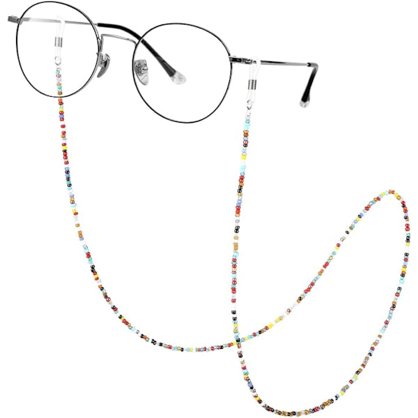 2 st glasögonhållare rem glasögonkedja halsband läsglasögonkedja färgglada pärlor antik kant för glasögontillbehör