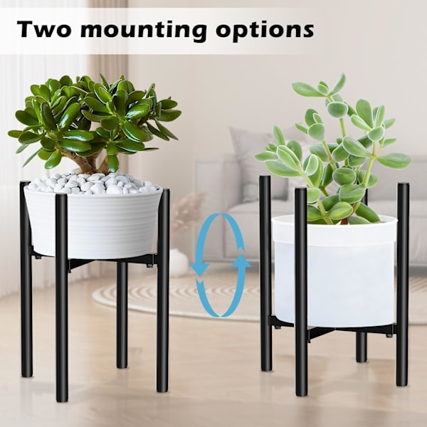 Justerbar blomställ, svart metallväxtställ, växtpall, inomhus- och utomhusblomkrukställ, för 20-35 cm blomkrukor